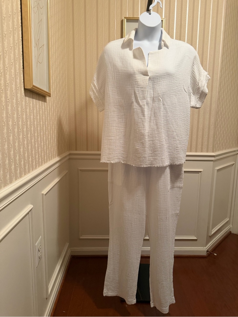Ashley Stewart White 2-Piece Textured Pant Set HOT ITEM!!